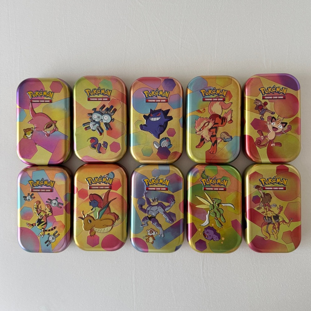 Full Set of EMPTY Pokemon 151 Mini Tins (No Packs!!) with Art Card & Coin